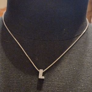 Diamond and sterling "L" necklace